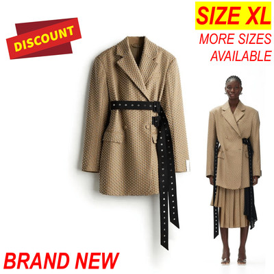 H&M Designer   ROKH BELOW RRP CHEAP  BRAND NEW  STUDDED WOOL BLAZER TAN SIZE XL
