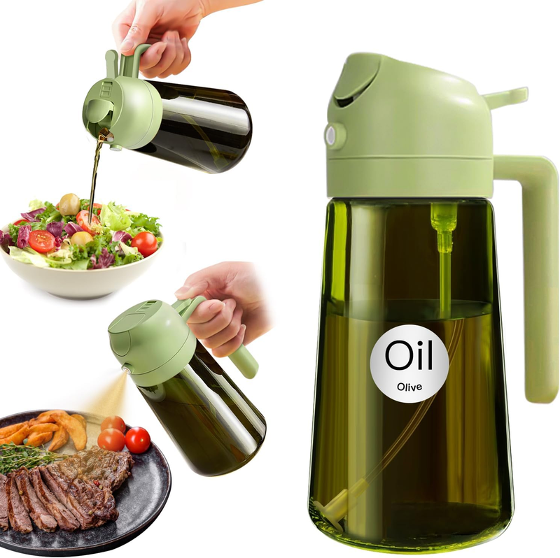 16Oz/470Ml Light-Blocking Dark Oil Sprayer for Cooking, 2 in 1 Olive Oil Dispens