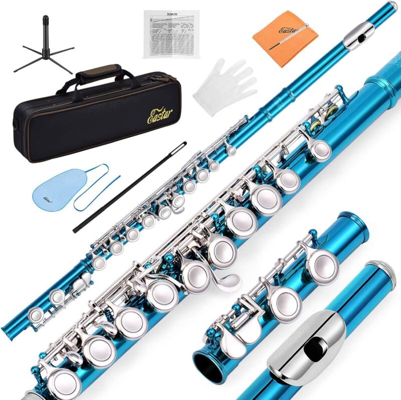 🎵Eastar CONCERT FLUTE STUDENT / INTERMEDIATE SCHOOL BAND FLUTES WITH CASE STAND