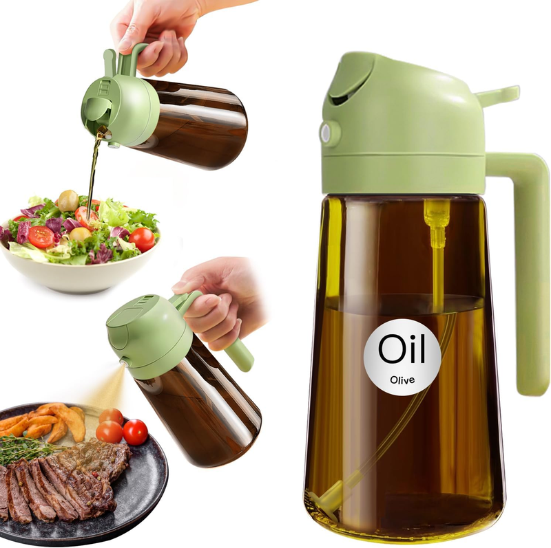 16Oz/470Ml Light-Blocking Dark Oil Sprayer for Cooking, 2 in 1 Olive Oil Dispens