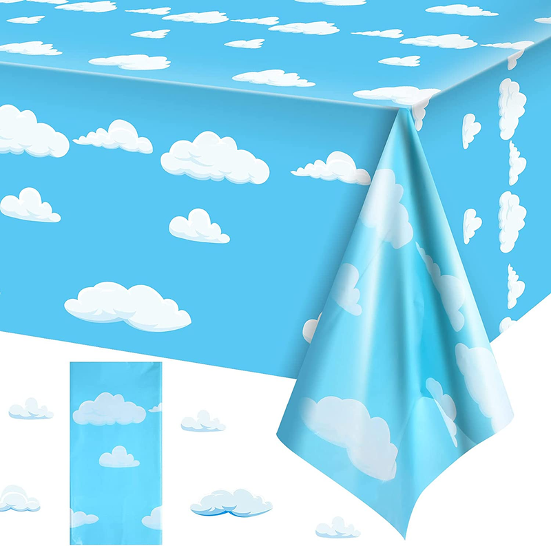 Rectangular Seamless Tablecloth Birthday Party Baby Shower Clouds 54" x 108"