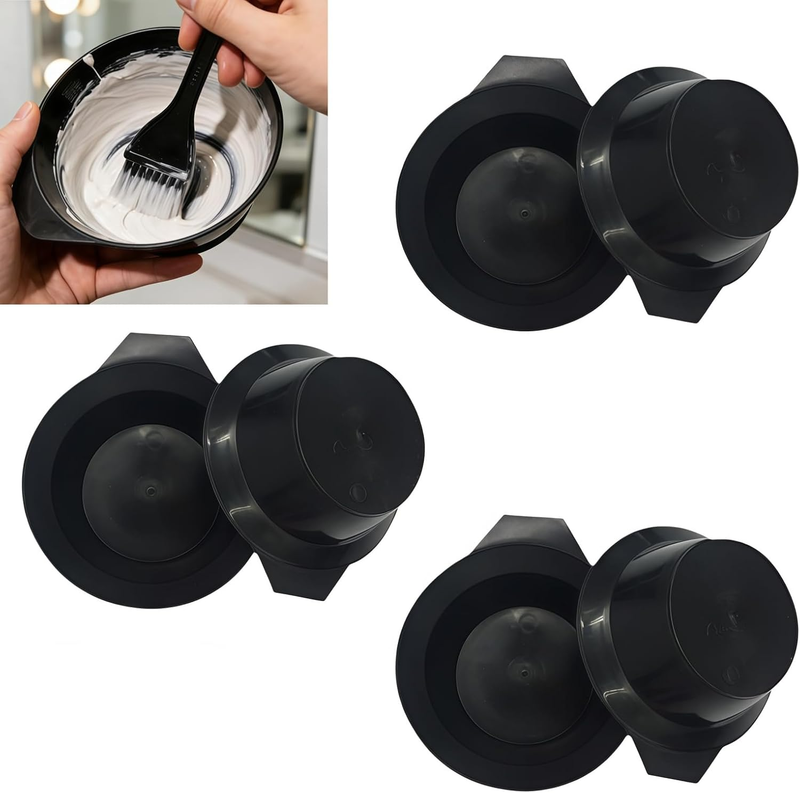 6 Bowls for Hair Dye, Plastic Containers for Mixing Hair Dye, Small Black Bowls