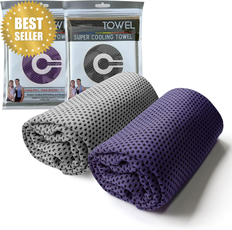 Cooling Towel, 2 Pack Microfiber Chilly Cooling Towel for Neck and Face, 39.37 X