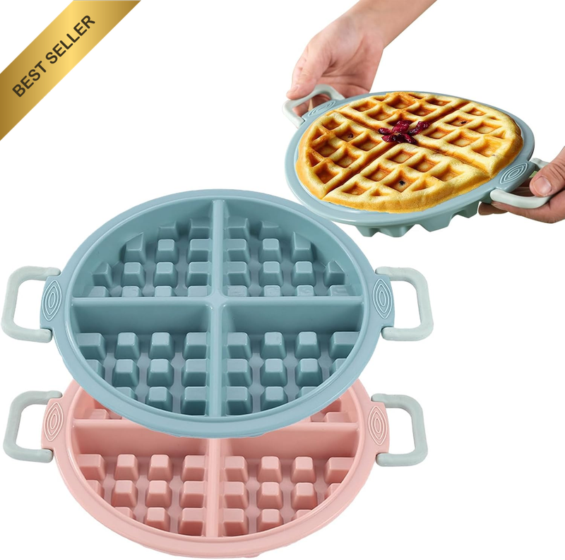 Silicone Waffle Pan Set (2 PSC), 17Cm round Non-Stick Pancake Maker for Oven & M