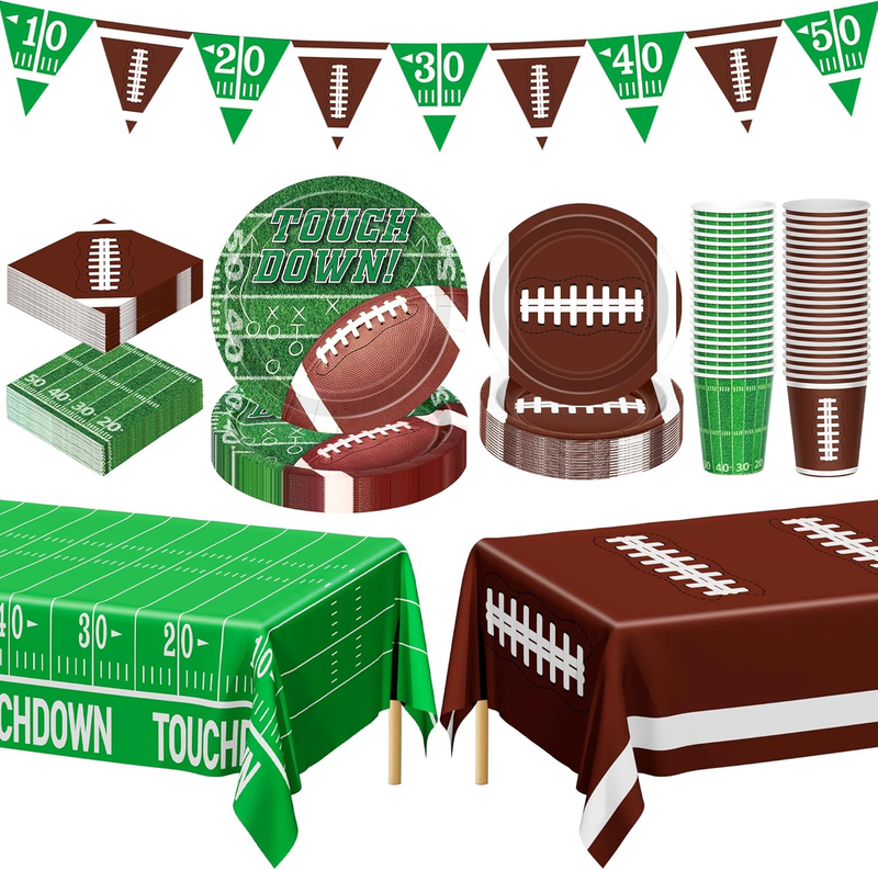 99pcs Football Party Decorations Set Serve 24 Plates Cups Napk...
