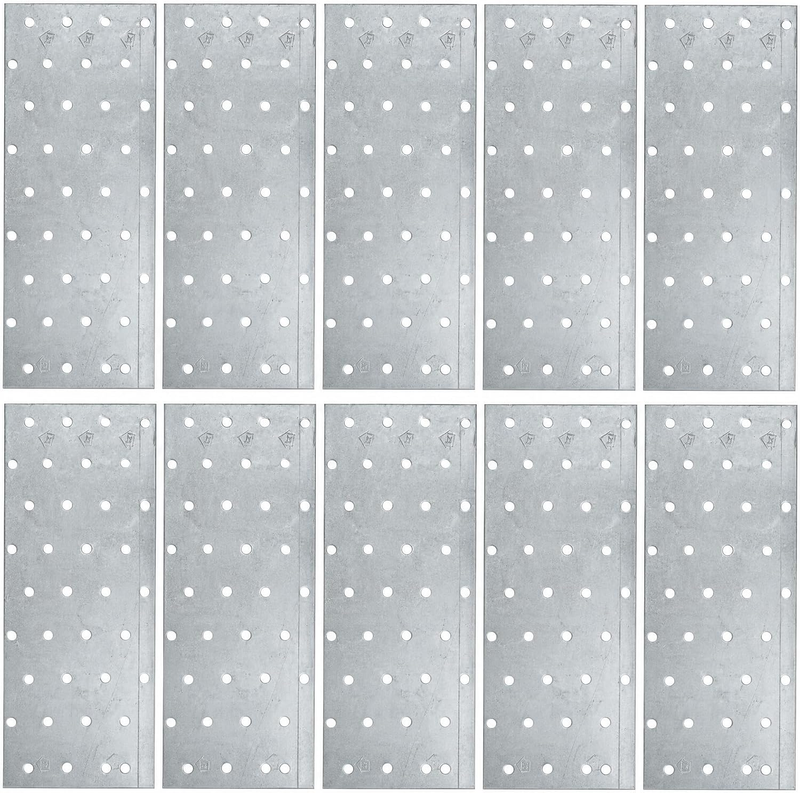 10 Pack Perforated Connector Plates 120 x 240 mm, Galvanised Steel Flat Mending