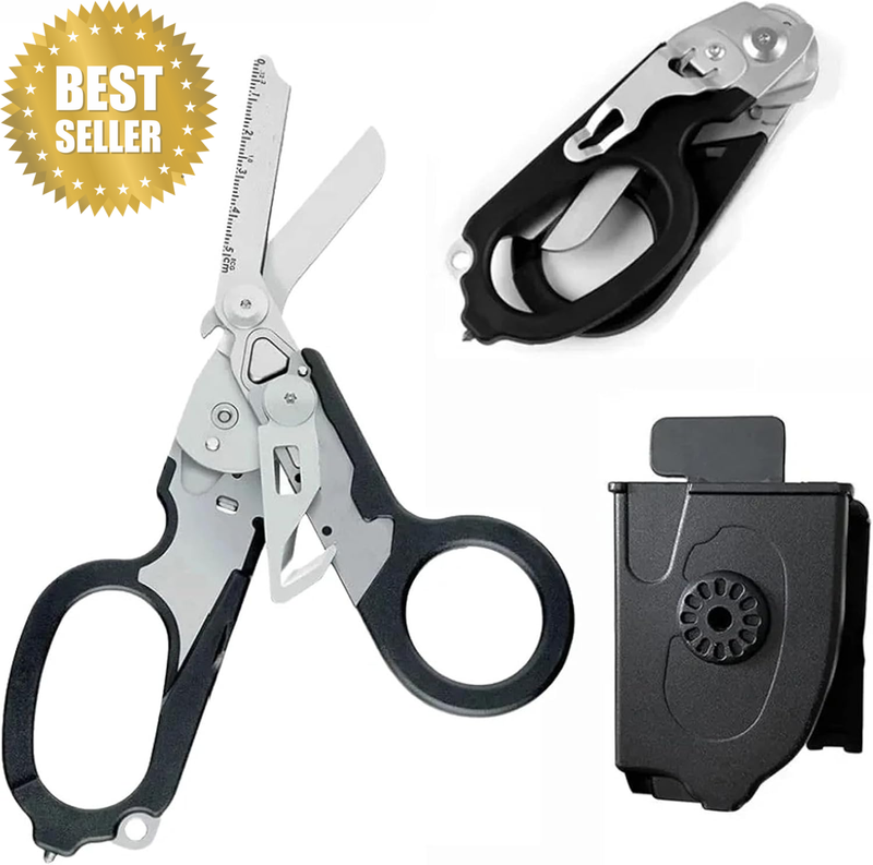 Heavy-Duty Emergency Response Shear with Strap Cutter & Glass Breaker, Multifunc