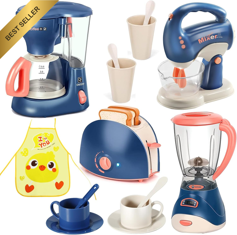 Kids Kitchen Playset with Coffee Machine,Toaster ,Blender, Mixer and Accessories