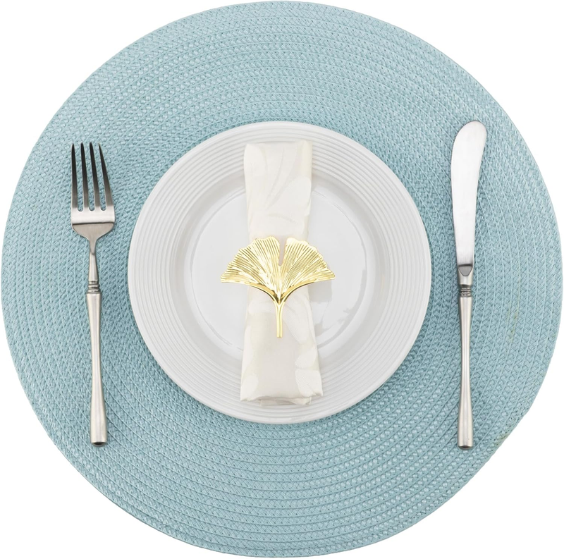 Round Braided Placemats for Dining Table Set of 8, Heat-Resistant Table Mats Was