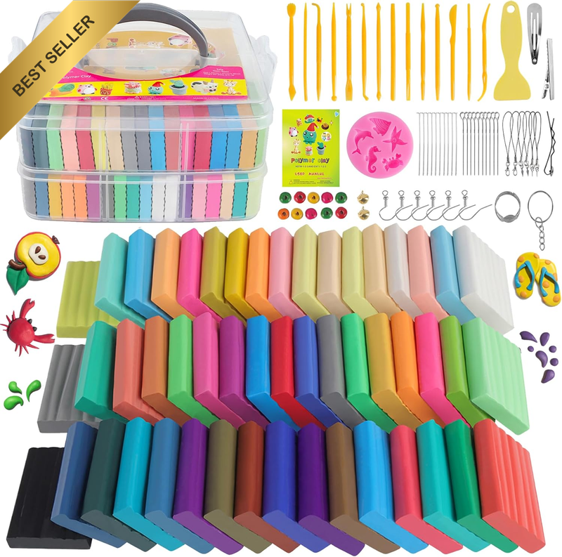 Polymer Clay Starter Kit, Oven Baked Model Clay, Safe and Non-Toxic DIY Modeling