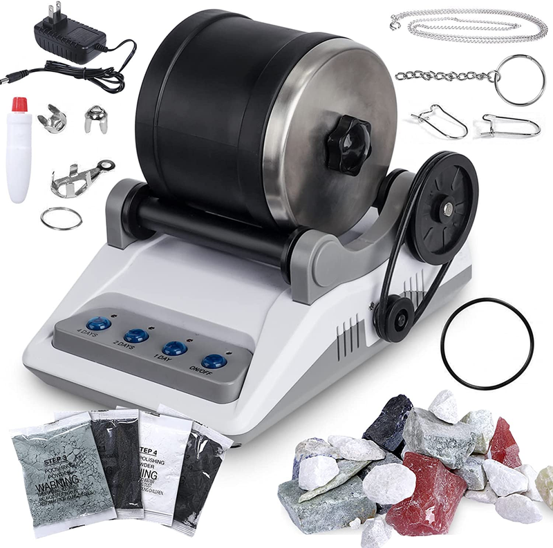 Rock Tumbler Kit, Professional Tumbling Stone Polisher with Button 7 Day Polish