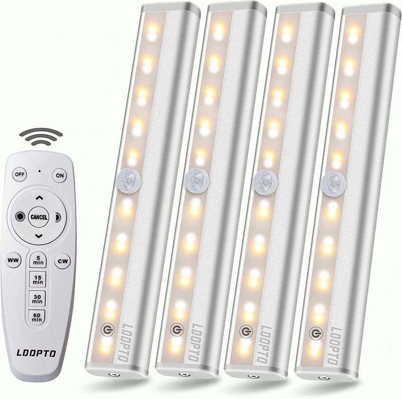Under Cabinet Lighting 4 Pack With Remote | Dimmable Battery Operated Lights | B