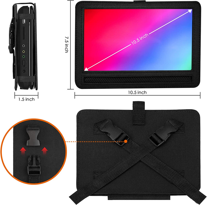 Car Headrest Mount Holder Strap Case for Swivel & Flip Style Portable DVD Player