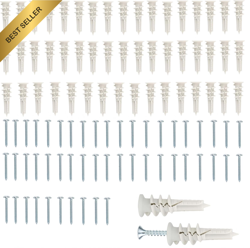 100 Pcs Self Drilling Drywall Anchors with Screws,Screws and Wall Plugs Set, 50