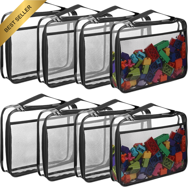 8 Packs Toy Storage Bags with Zipper, Clear PVC Organizing Bags, Reusable Toy St
