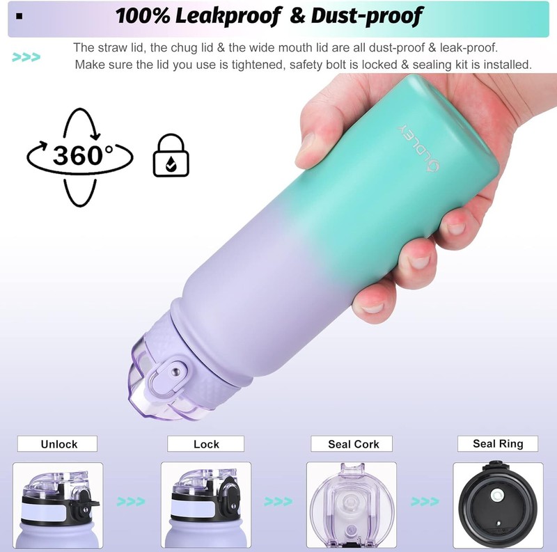 Insulated Water Bottle with Straw 20Oz Stainless Steel Water Bottles with 3 Lids