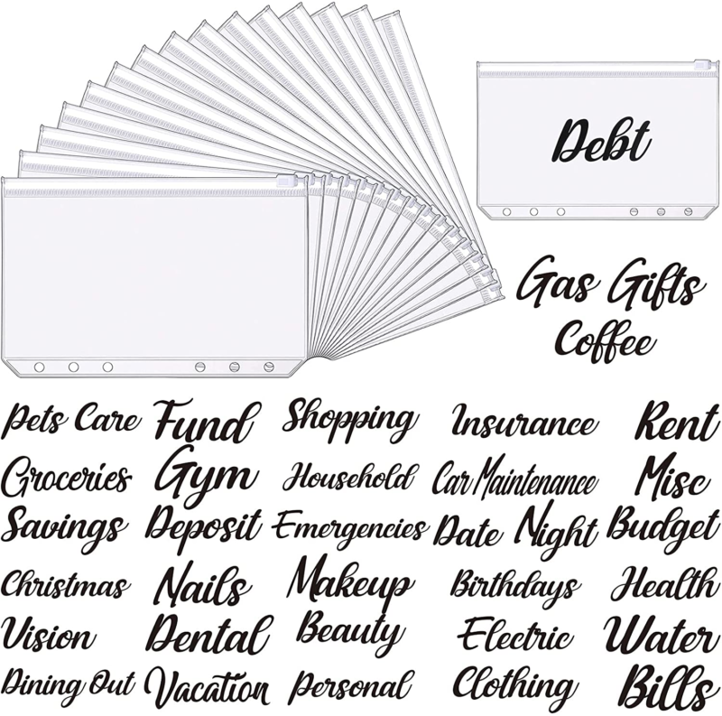 49 Piece: Stickers and Envelopes for A6 Budget Binder Cash Labels Envelope Label