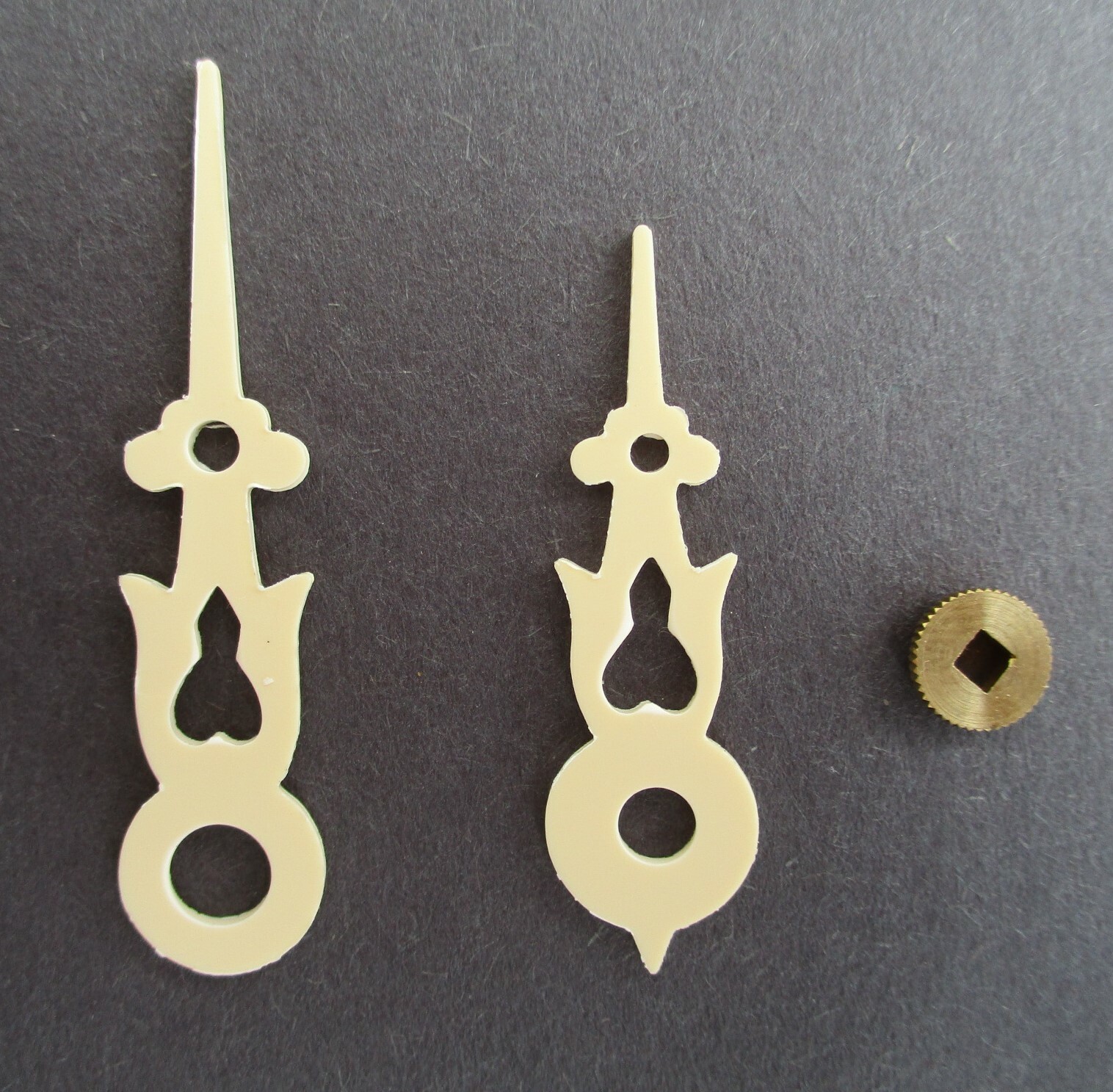 Bone Color PLASTIC CUCKOO CLOCK HANDS w/ BRASS BUSHING FOR 100 110