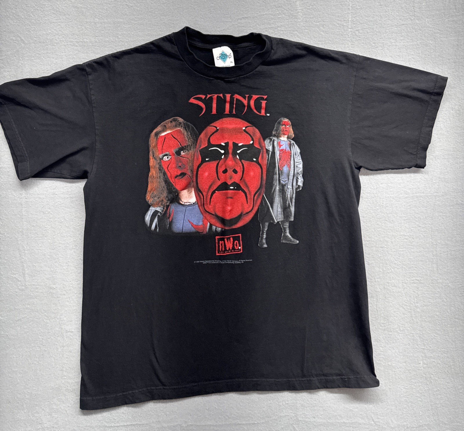 VINTAGE 90s NWO WCW 1998 Sting Big Face Wrestling T Shirt Mens XL RARE