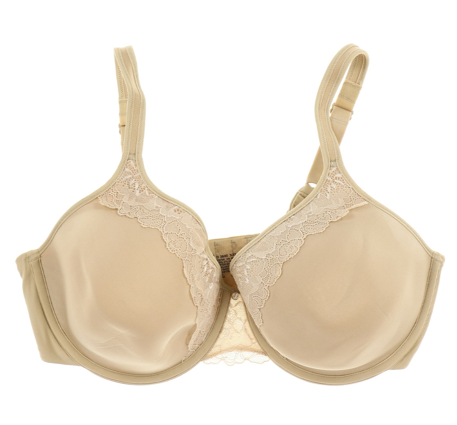 Bali 242392 Womens Ultra Light Lace Underwire T-Shirt Bra Nude Size 38D
