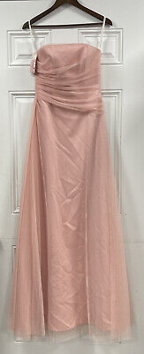 After six 6241 Net Over Matte Satin Rose Pink Bridesmaid Prom Dress Size 6 NWT