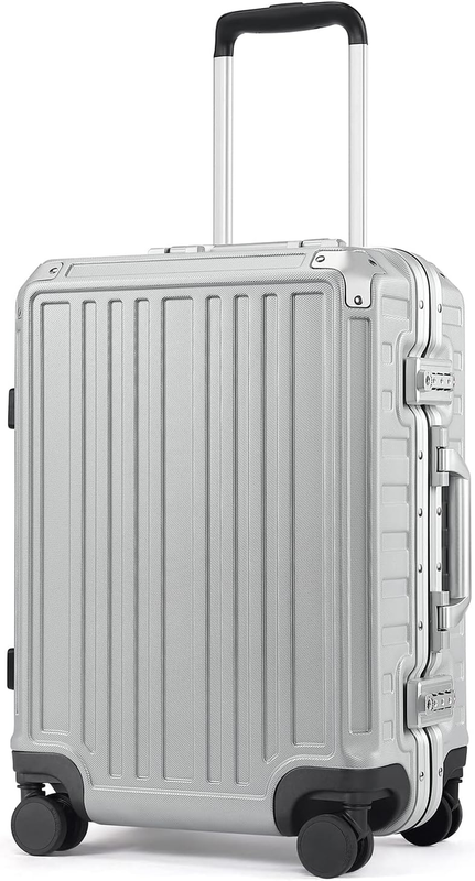 Carry on Luggage 100% PC No Zipper Suitcase Aluminum Frame Hard Case TSA Lock