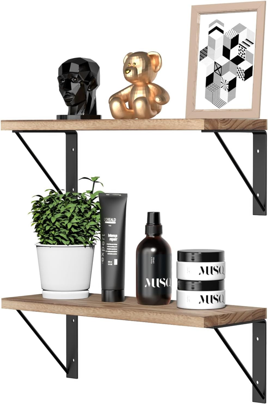 Floating Shelves, Wall Mounted Bathroom Storage Organizer Wood Shelf, Home Displ