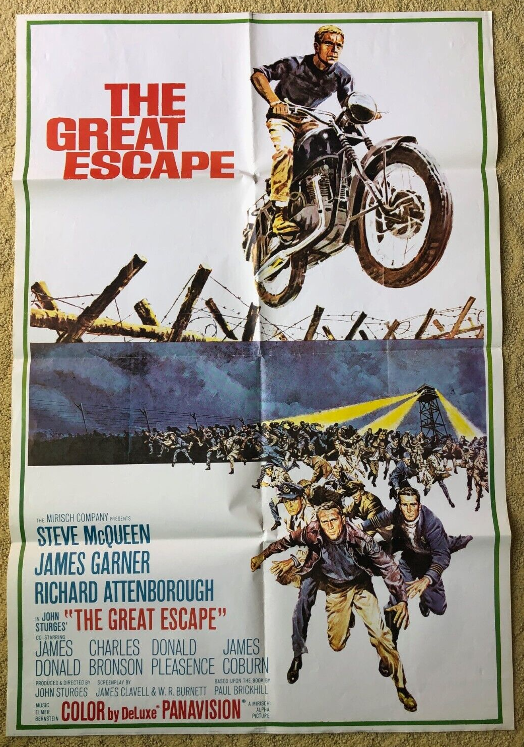 The Great Escape Steve McQueen Motorcycle 1963 Original Movie Poster RARE Intl