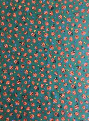 Vintage Halloween Small Pumpkins on Green, Fat Eighth, 22  x 9 , 100% Cotton