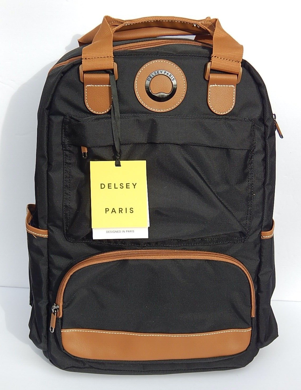 DELSEY PARIS FLANERIE SE Backpack BLACK/BROWN TRIM NEW WITH TAG