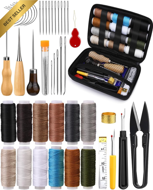 Heavy Duty Sewing Kit, Upholstery Repair Kit with Sewing Awl, Seam Ripper, Needl