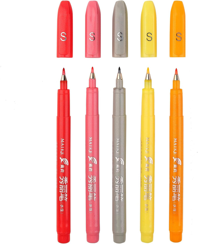 Brush Tip Pen, 5Pcs Sign Brush Pens Arts Felt Tip Marker Wat