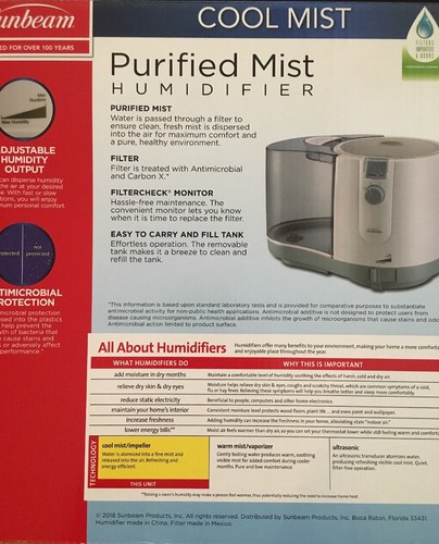 Sunbeam Cool Mist Humidifiers Lot of two (2) SCM1746-UM