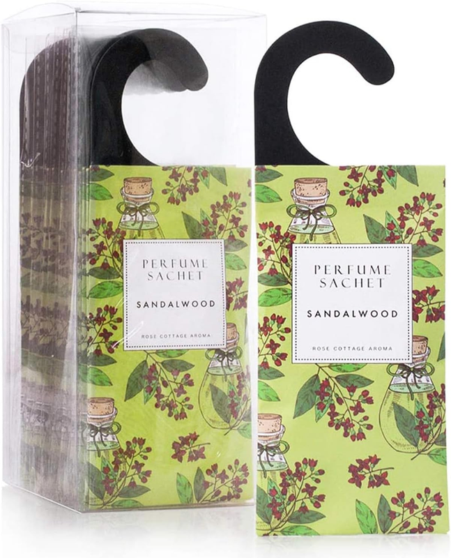 ROSE COTTAGE Large 12 Packs Sandalwood Hanging Closet Deodorizer Air Freshener L