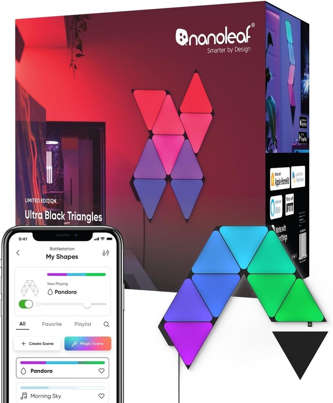 Simple Setup Smart RGBW Wall Lights - Multicolor Black Triangles
