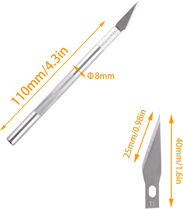 Upgrade Precision Hobby Knife Set, 3 Metal Pens Handles+ 63 Spare Replacement Bl