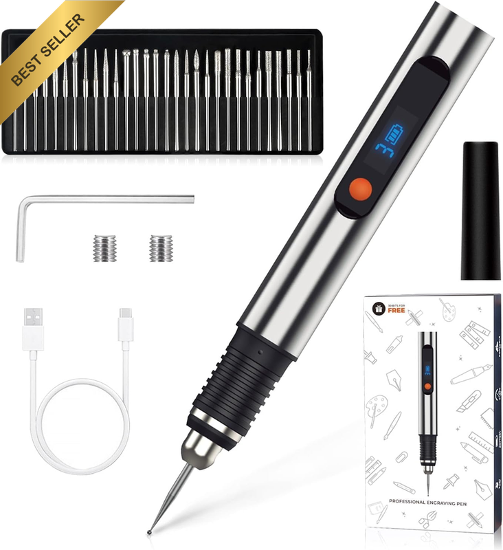 Rechargeable Cordless Electric Engraver Pen Mini DIY Engraving Tool Kit with 31