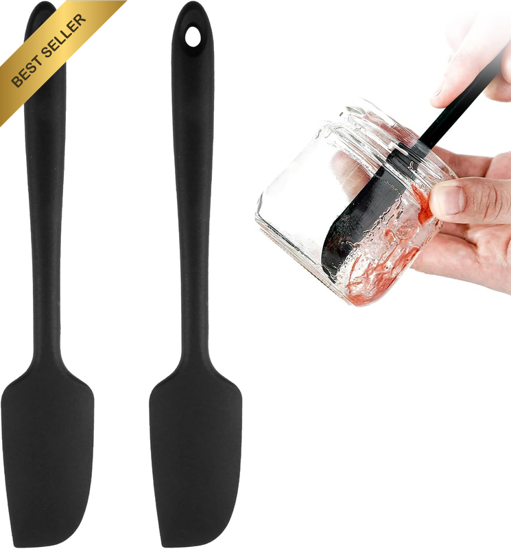 2 X 22.7 Cm Small Silicone Spatulas, Black, 315°C Heat-Resistant Flexible Seamle