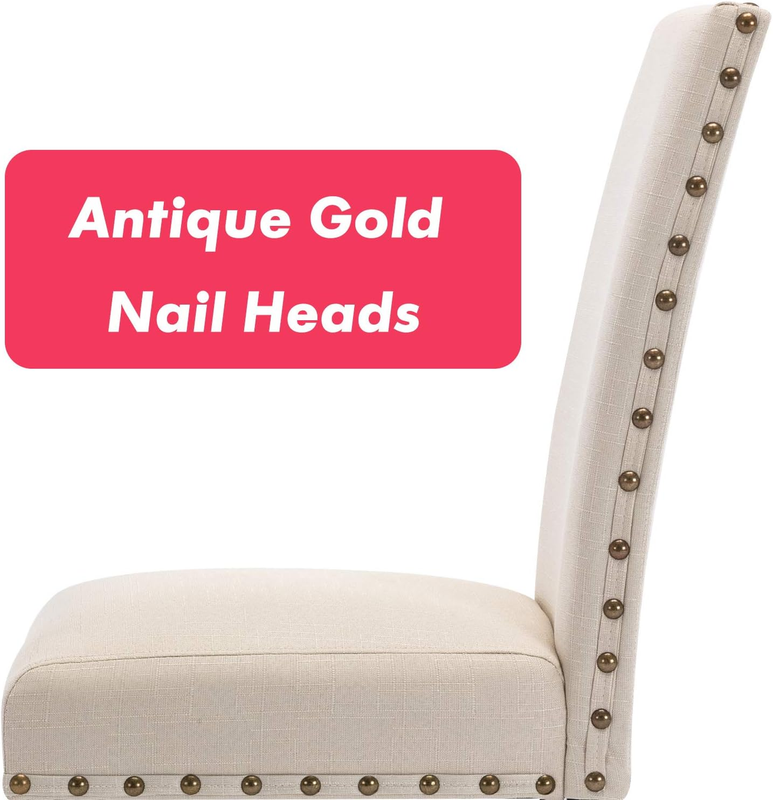 Upholstered Dining Chairs with Nailhead Trim,Set of 2 Fabric Parsons Dining Chai