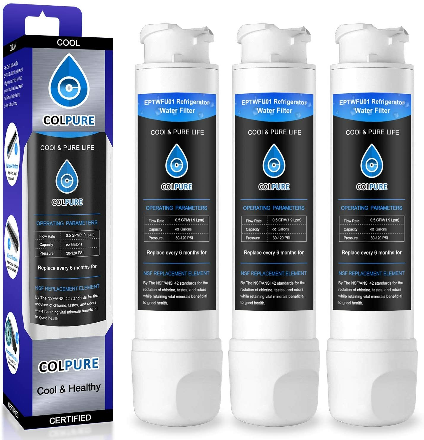 Eptwfu01 de remplacement pour filtre à eau pour frigidaire Puresource