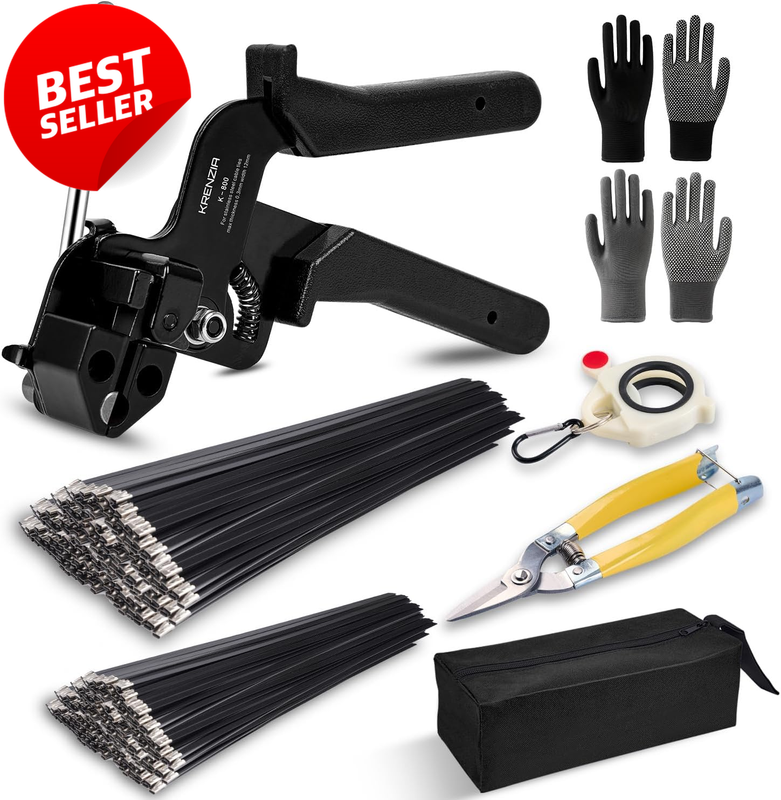 Stainless Steel Cable Tie Gun Kit 300Pcs Metal Zip Ties Outdoor Fastener - US