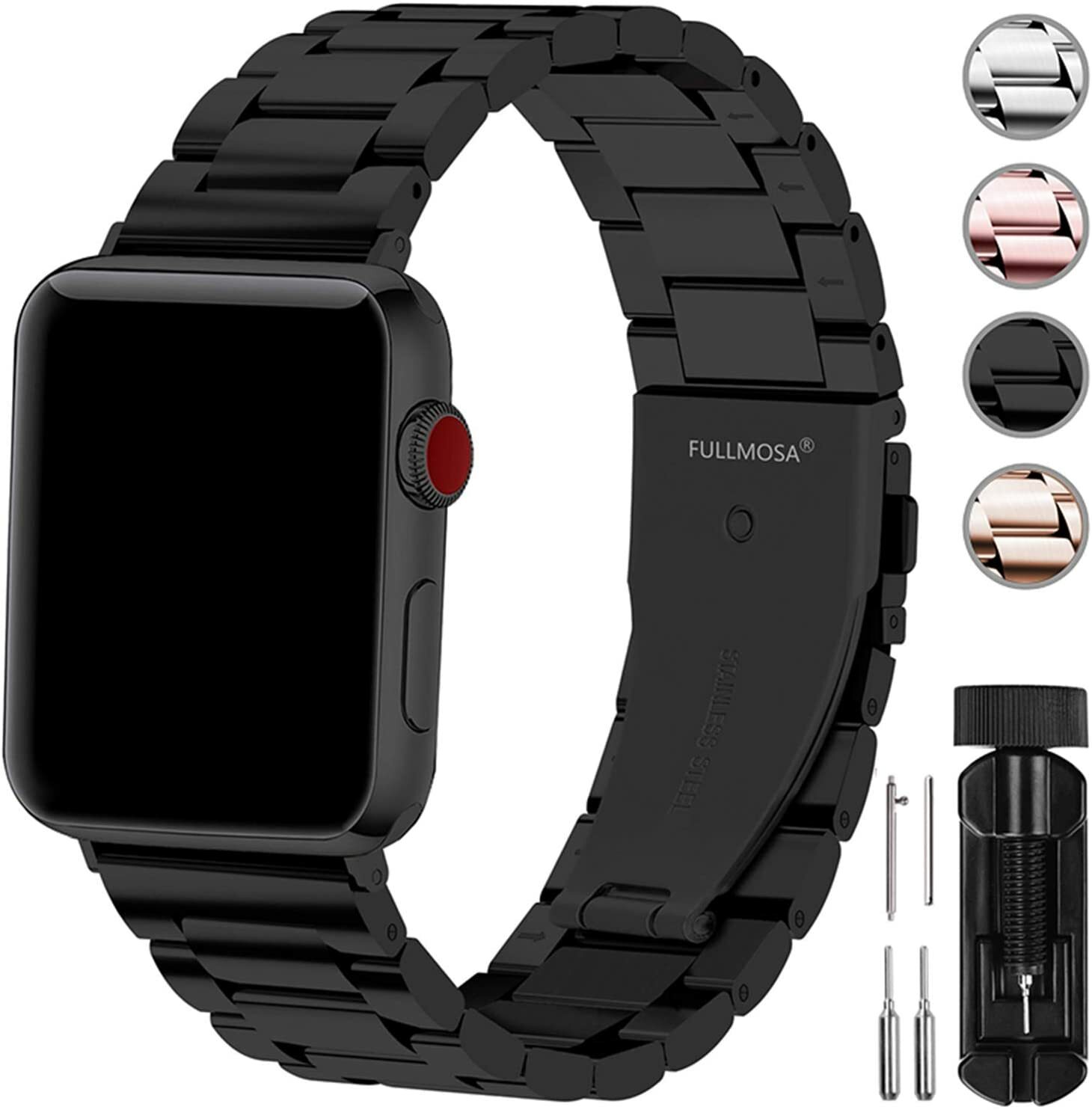 Fullmosa Compatible pour Apple Watch Band 38mm 40mm 42mm 44mm Acier Inoxydable