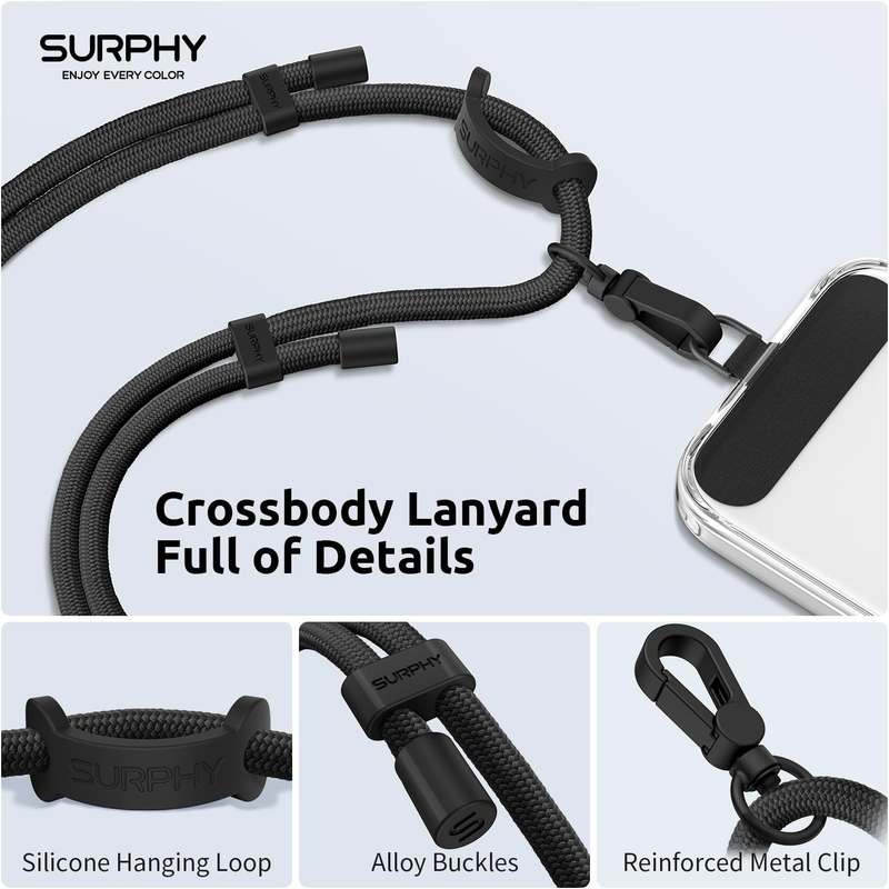 Phone Lanyard Crossbody, Adjustable Cell Phone Lanyard with 2 Pack Phone Tether