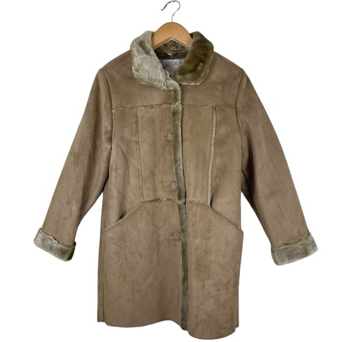 Vintage Komitor Women's Medium Tan Faux Fur Fully Lined Jacket Y2K