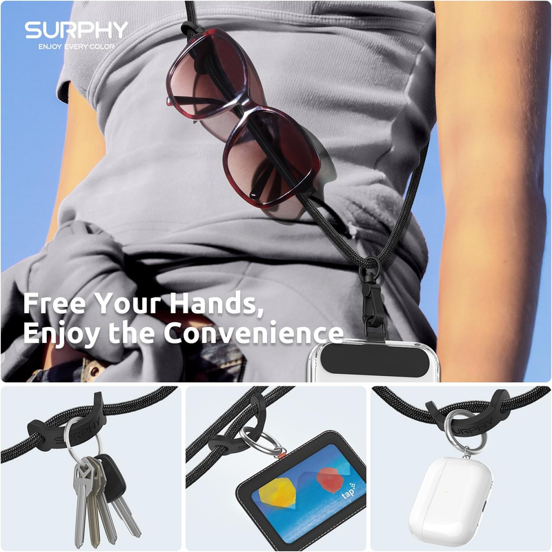 Phone Lanyard Crossbody, Adjustable Cell Phone Lanyard with 2 Pack Phone Tether