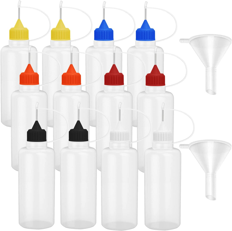 Tip Bottle Glue 12 Pcs (1oz) Flexible Clean Refillable Liquid Squeeze