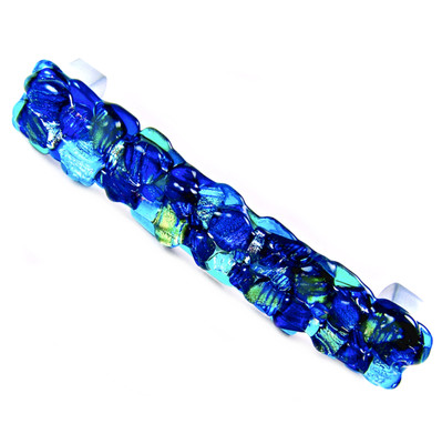 DICHROIC Glass Cabinet Drawer Pulls Blue Chunky Crumble Kitchen Bathroom Knobs