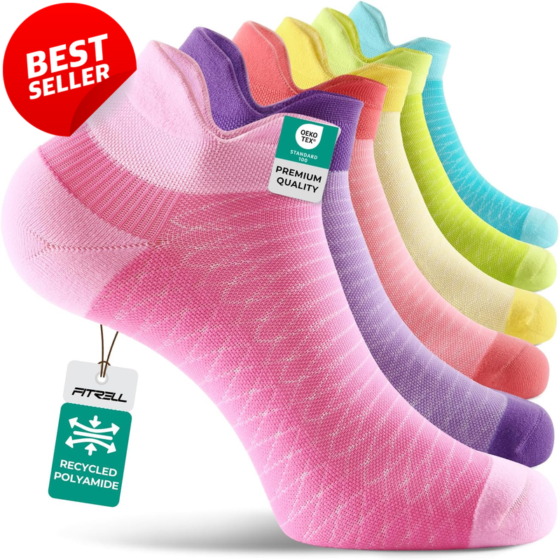 5/6-Pair Unisex Ankle Compression Socks Cushioned Arch Support Running - US