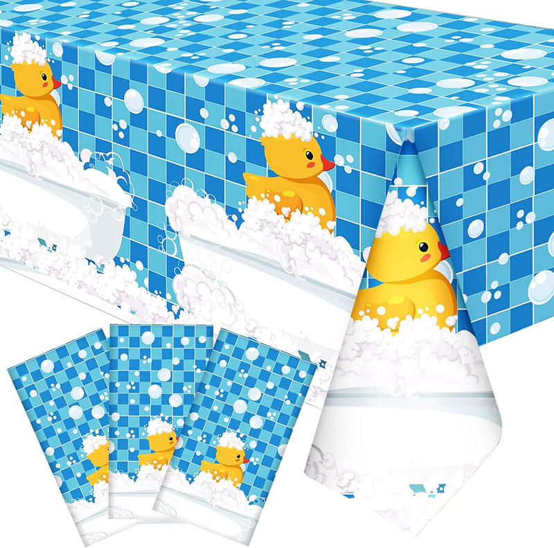 3 Pcs Yellow Duck Tablecloth Cute Bubble Rubber Ducky Table Cover51 X 86.6 Inch