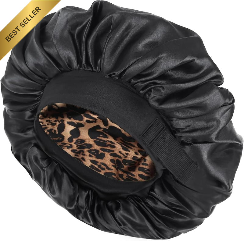 Satin Bonnet for Sleeping with Adjustable Elastic Band, Protect Hair & Lock Mois